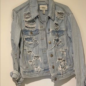 Distressed jean jacket